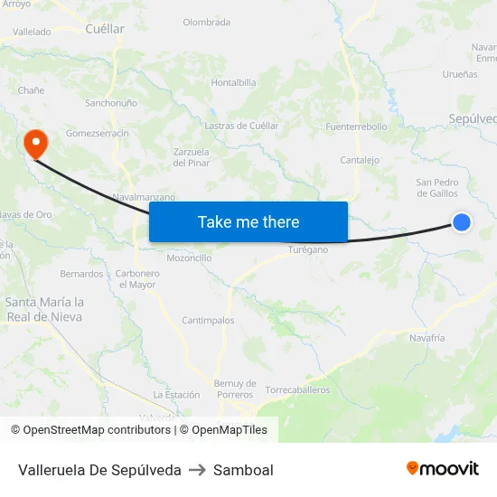 Valleruela De Sepúlveda to Samboal map