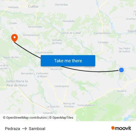Pedraza to Samboal map