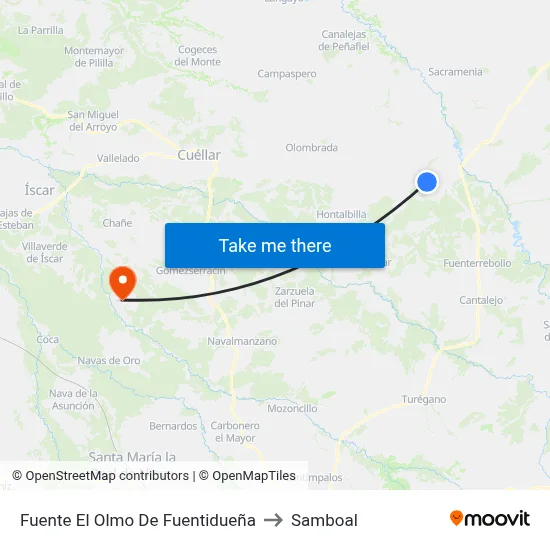 Fuente El Olmo De Fuentidueña to Samboal map