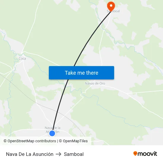 Nava De La Asunción to Samboal map