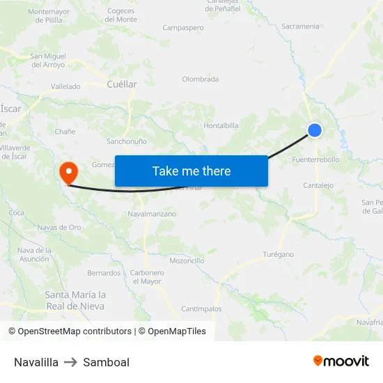 Navalilla to Samboal map