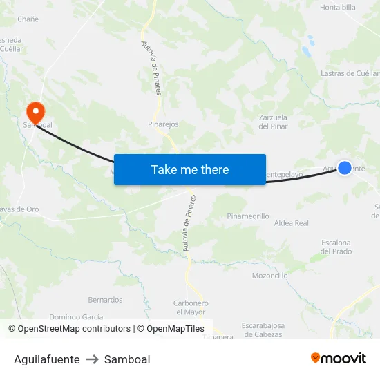 Aguilafuente to Samboal map