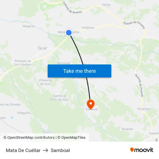 Mata De Cuéllar to Samboal map
