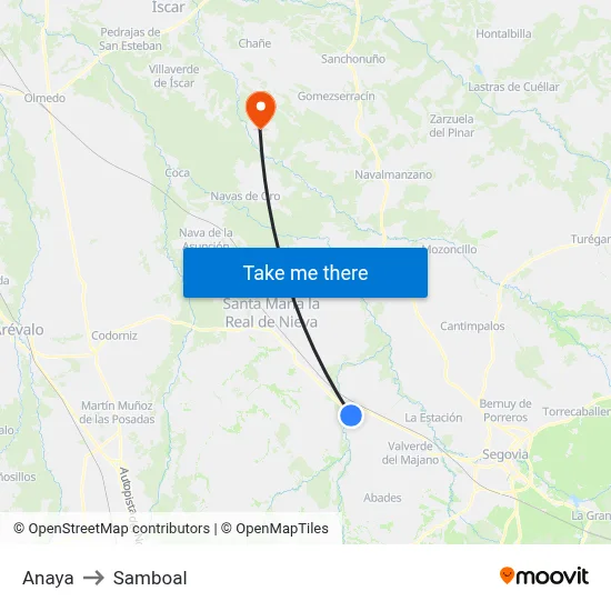 Anaya to Samboal map