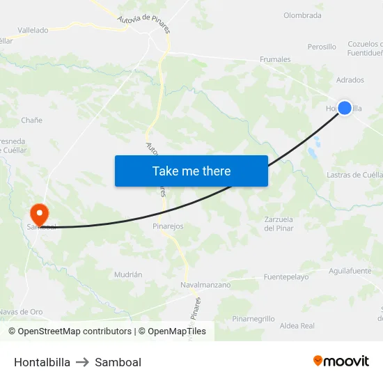 Hontalbilla to Samboal map