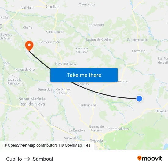 Cubillo to Samboal map