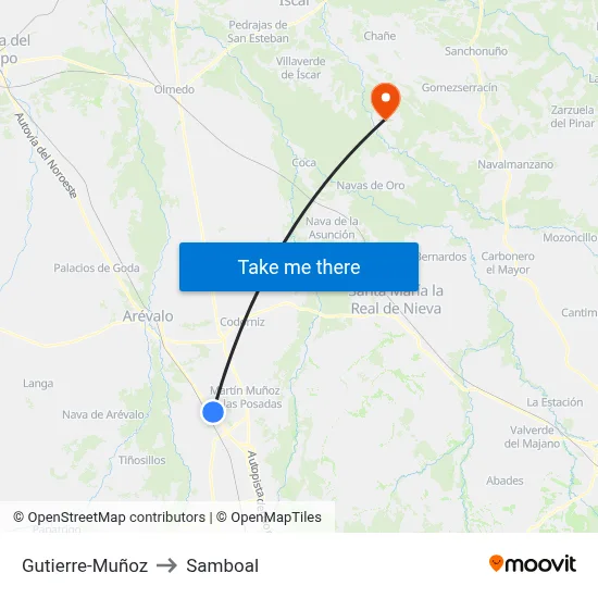 Gutierre-Muñoz to Samboal map