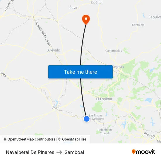 Navalperal De Pinares to Samboal map