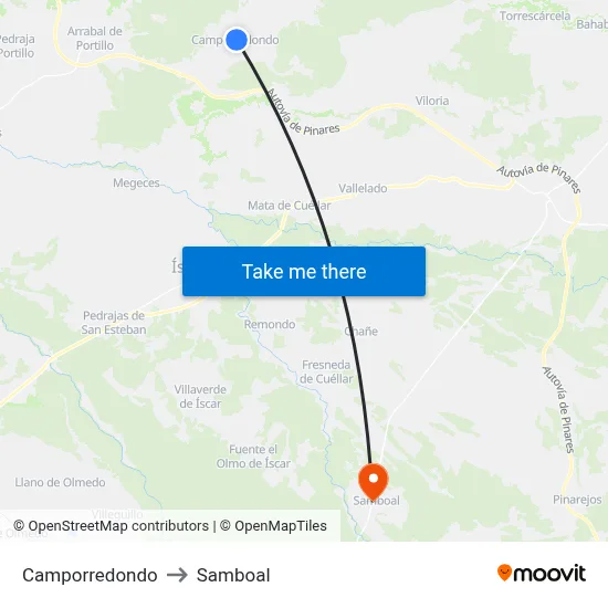 Camporredondo to Samboal map