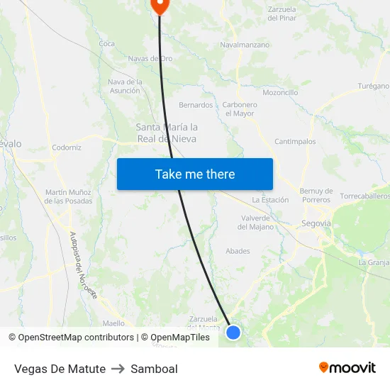 Vegas De Matute to Samboal map