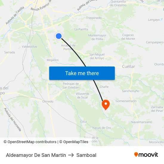 Aldeamayor De San Martín to Samboal map