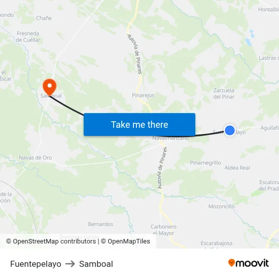 Fuentepelayo to Samboal map