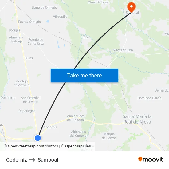 Codorniz to Samboal map
