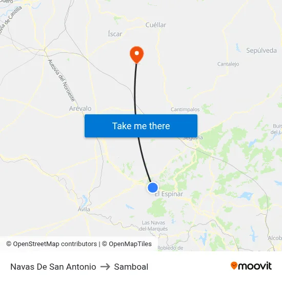 Navas De San Antonio to Samboal map