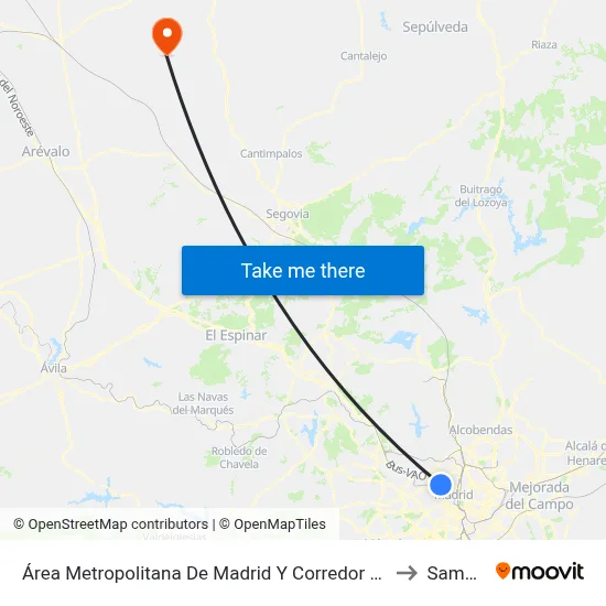 Área Metropolitana De Madrid Y Corredor Del Henares to Samboal map