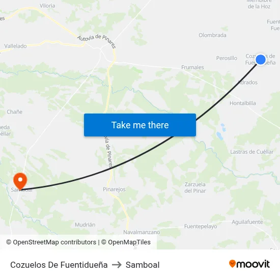 Cozuelos De Fuentidueña to Samboal map