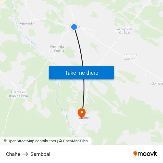 Chañe to Samboal map