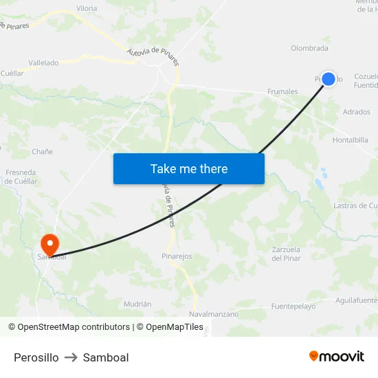 Perosillo to Samboal map