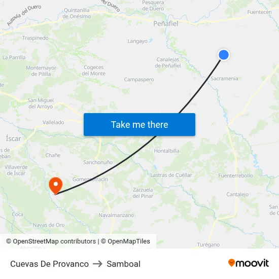 Cuevas De Provanco to Samboal map