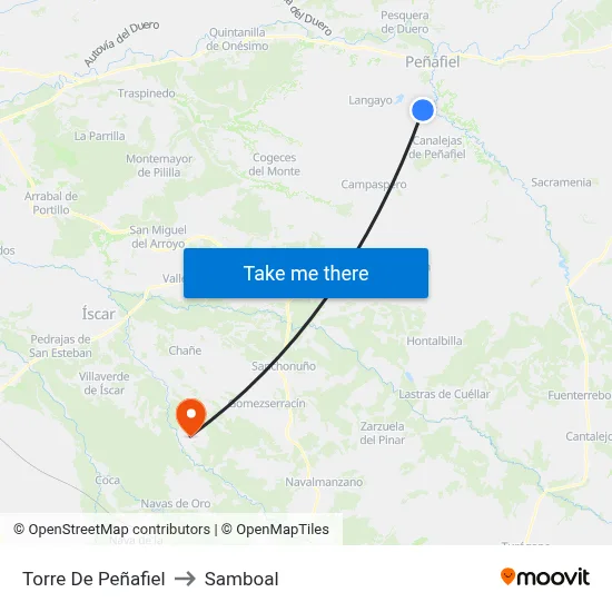 Torre De Peñafiel to Samboal map