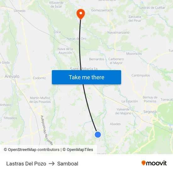 Lastras Del Pozo to Samboal map