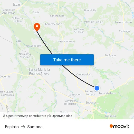 Espirdo to Samboal map