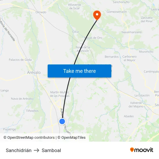 Sanchidrián to Samboal map