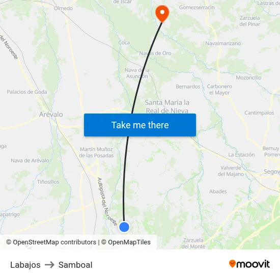 Labajos to Samboal map