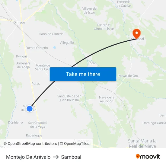 Montejo De Arévalo to Samboal map