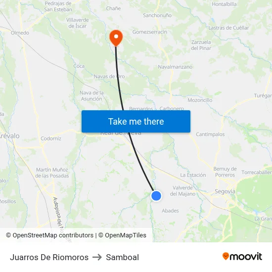 Juarros De Riomoros to Samboal map