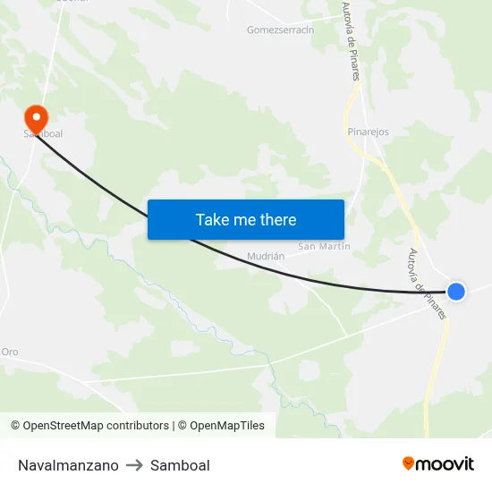 Navalmanzano to Samboal map
