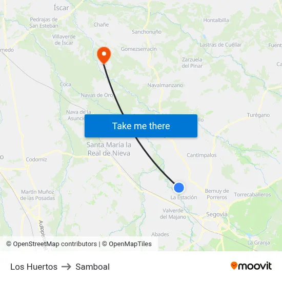 Los Huertos to Samboal map