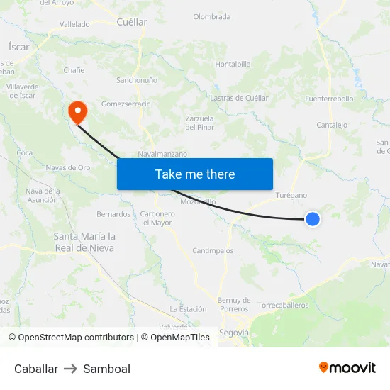 Caballar to Samboal map