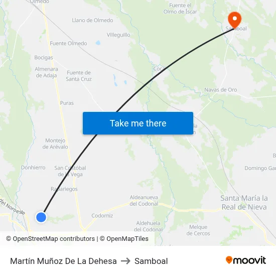 Martín Muñoz De La Dehesa to Samboal map