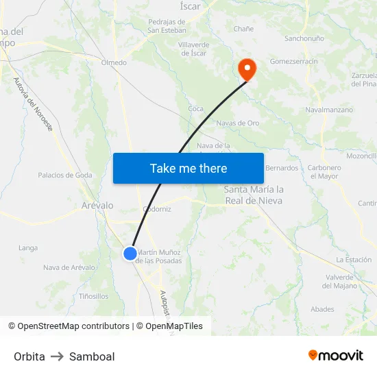 Orbita to Samboal map