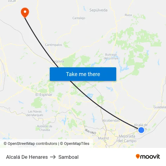 Alcalá De Henares to Samboal map