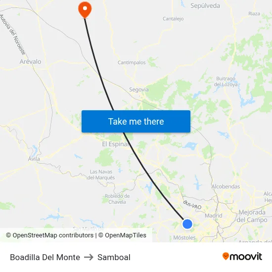 Boadilla Del Monte to Samboal map