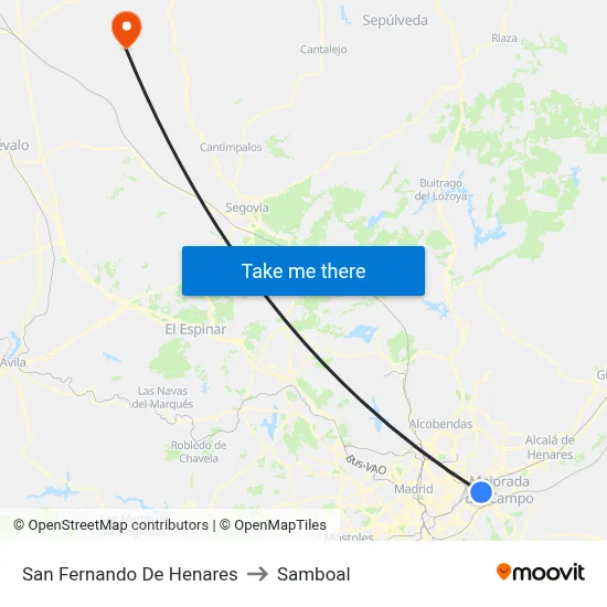 San Fernando De Henares to Samboal map