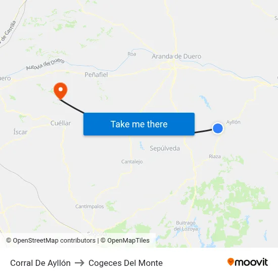 Corral De Ayllón to Cogeces Del Monte map