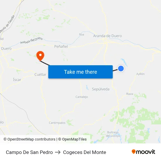 Campo De San Pedro to Cogeces Del Monte map