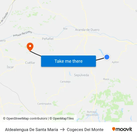 Aldealengua De Santa María to Cogeces Del Monte map