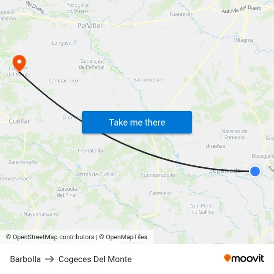 Barbolla to Cogeces Del Monte map