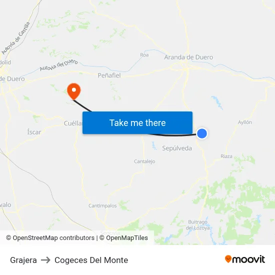Grajera to Cogeces Del Monte map
