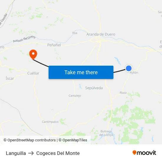 Languilla to Cogeces Del Monte map