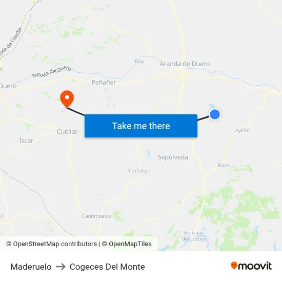 Maderuelo to Cogeces Del Monte map