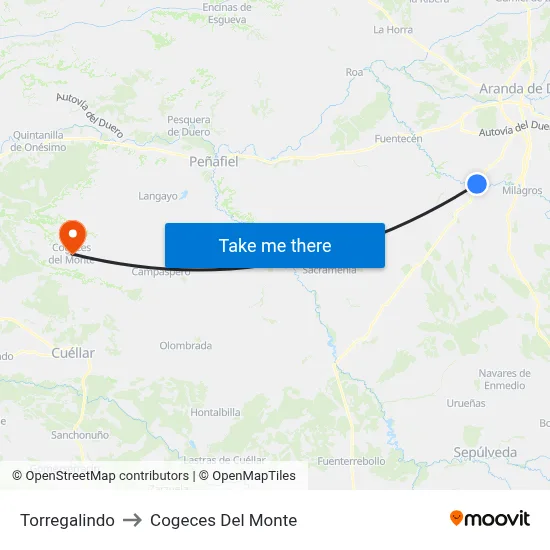 Torregalindo to Cogeces Del Monte map