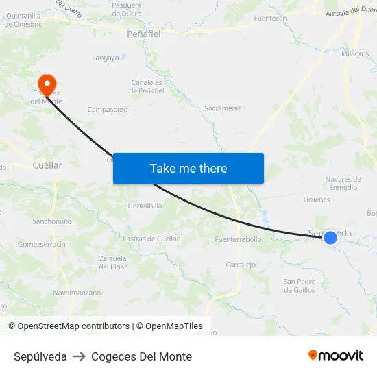 Sepúlveda to Cogeces Del Monte map