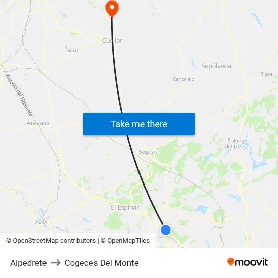Alpedrete to Cogeces Del Monte map