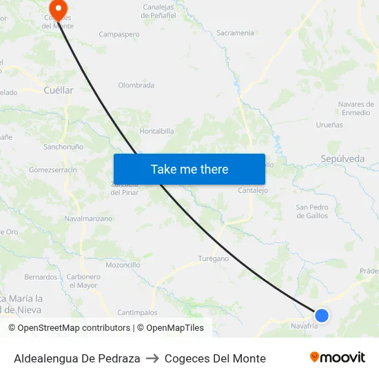 Aldealengua De Pedraza to Cogeces Del Monte map