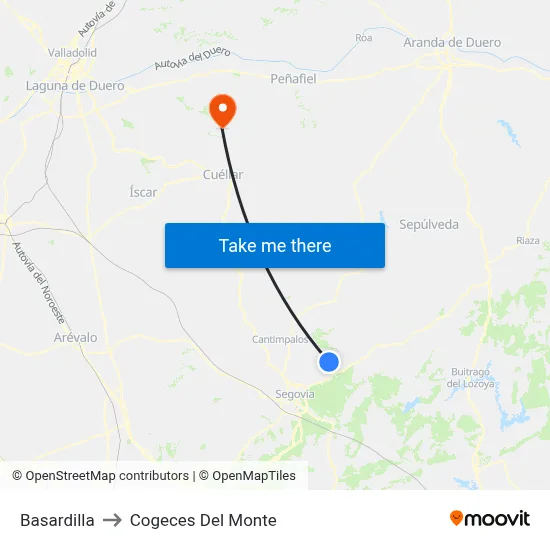 Basardilla to Cogeces Del Monte map